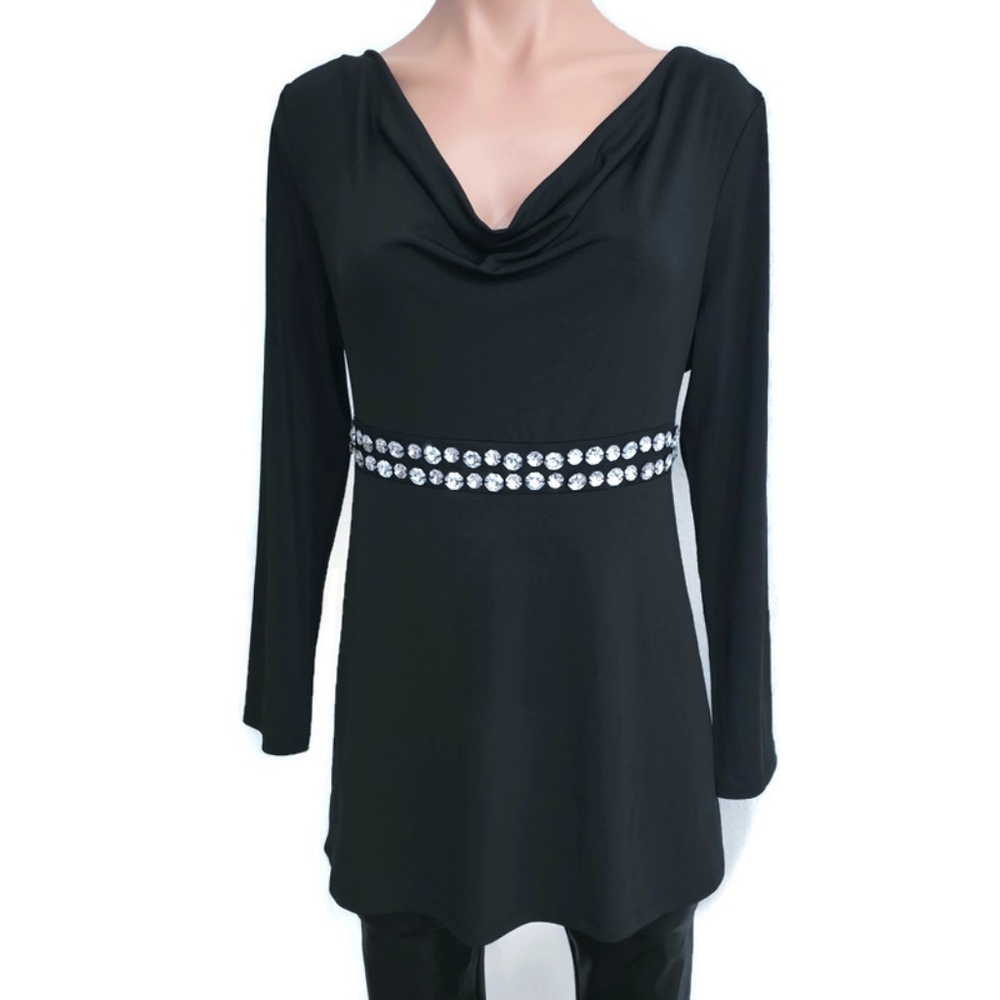 2 for $10 New MIDNIGHT VELVET rhinestone tunic L